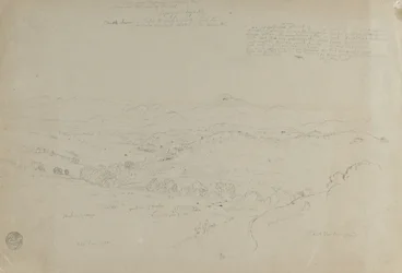 Studio. Paesaggio con Monte Puresé. Schizzo. Paesaggio.